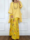 Women's Linen Tunic and Wide Leg Trousers Set