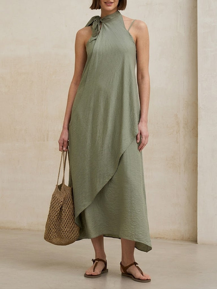 Women's Linen Halter Neck Maxi Dress