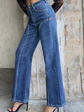 Women's Denim Wide Leg Jeans High Waisted Flare Trousers