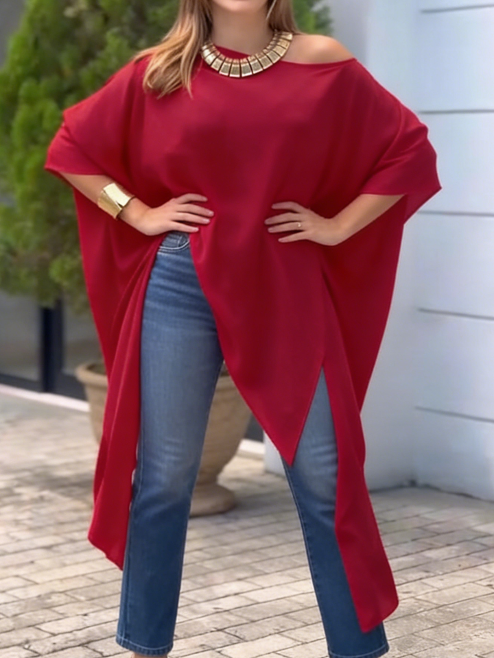 Women's Chiffon Poncho Tunic Off the Shoulder Blouse Tops