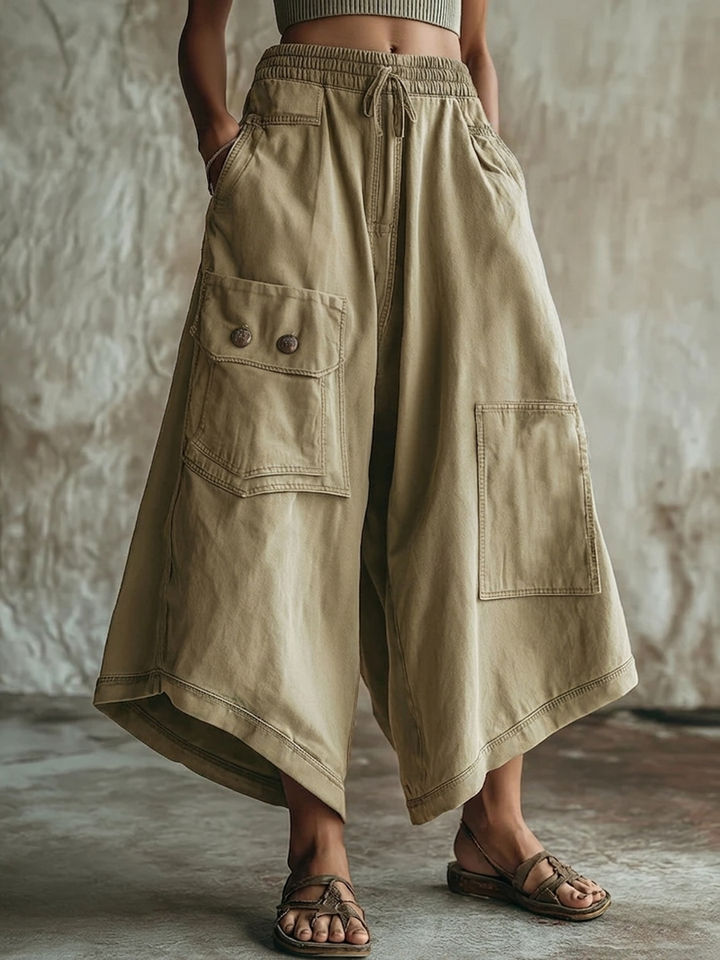 Women's Linen Wide Leg Culottes Pants