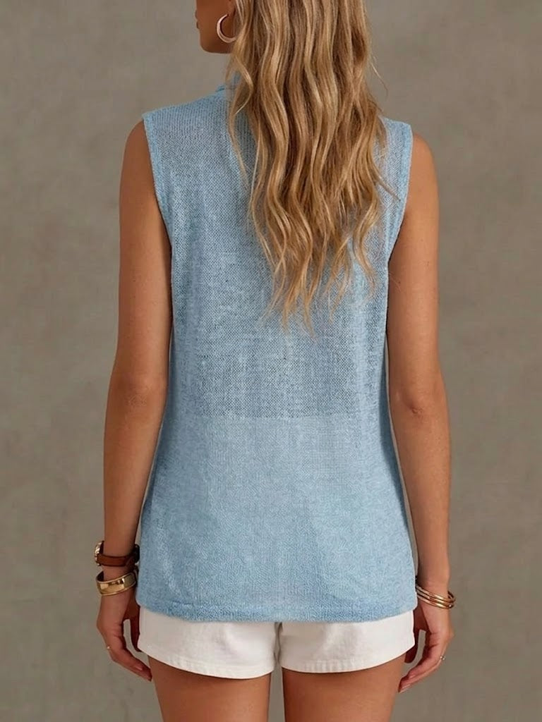 Women's Knit Sleeveless Drape Front Vest Top