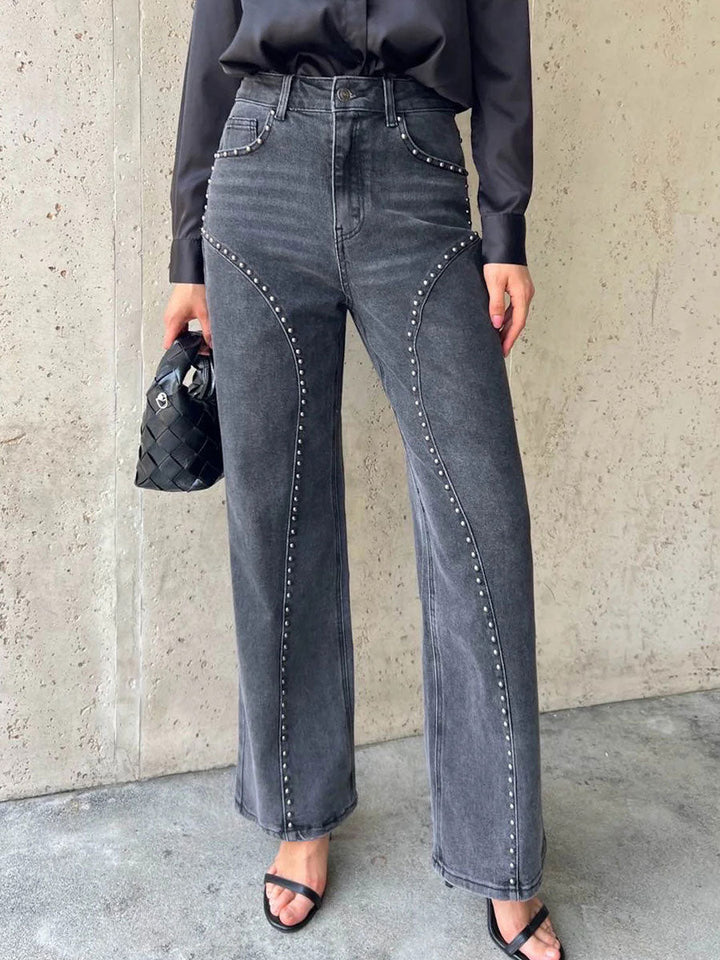 Women's Denim Wide Leg Jeans High Waisted Flare Trousers