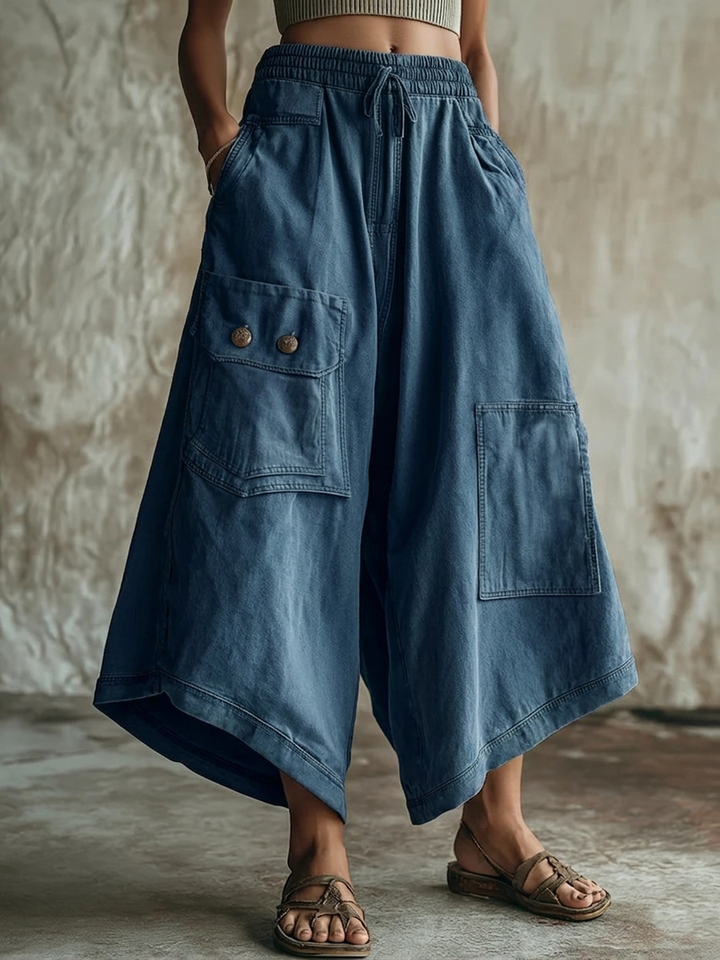 Women's Linen Wide Leg Culottes Pants