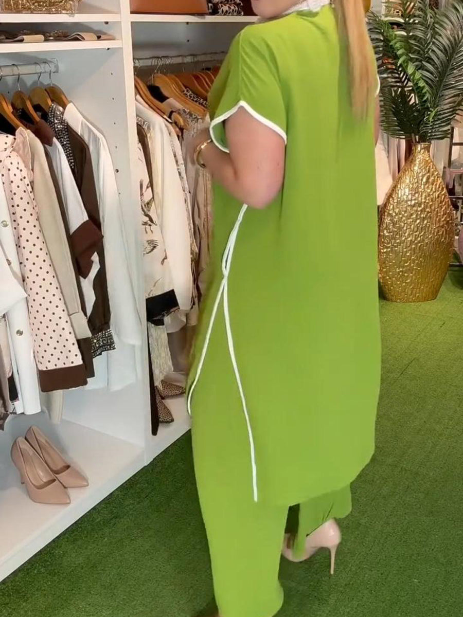 Women Linen Tunic and Wide Leg Pant Set