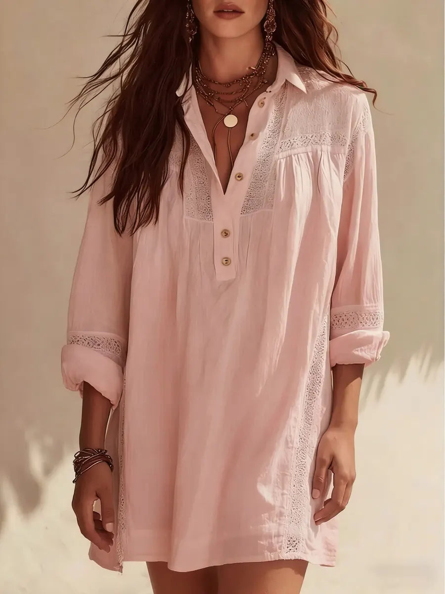 Women's Linen Tunic Beach Cover Up Shirt