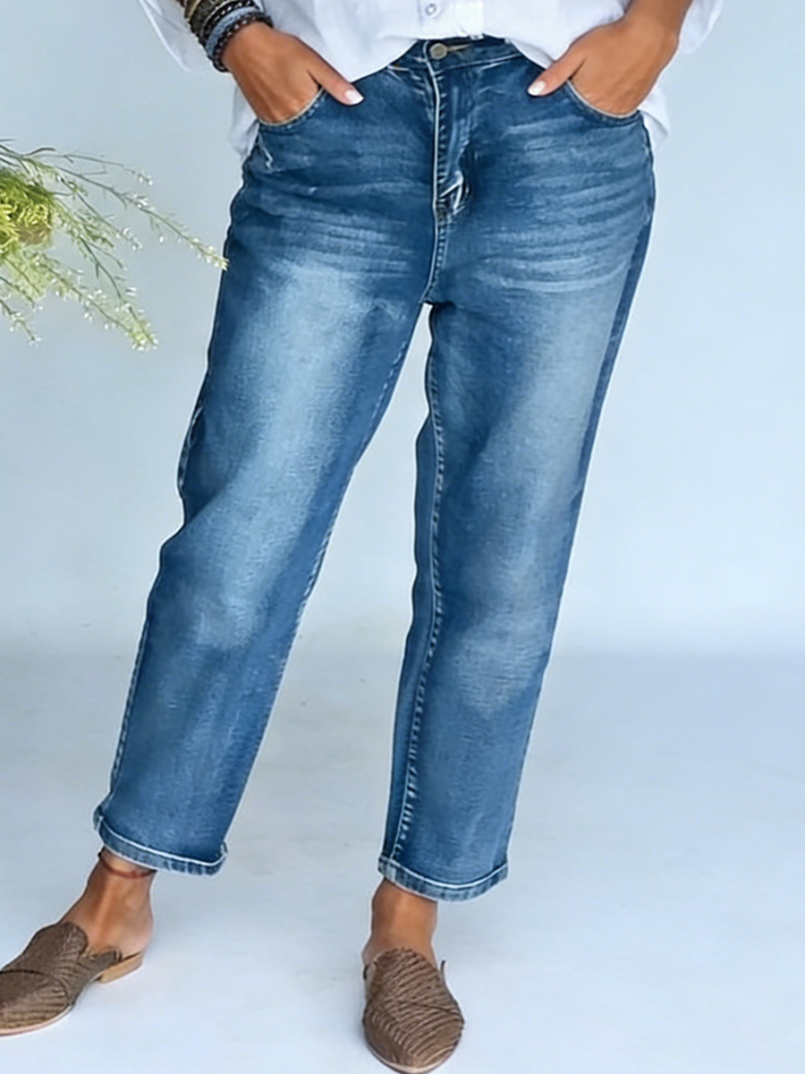 Women's Straight Leg Jeans High Waisted Denim Pants