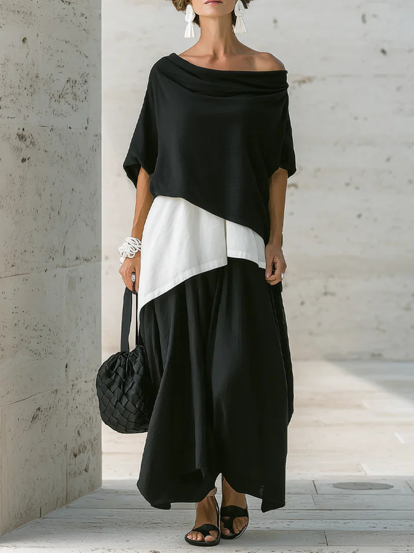 Women's Linen Off-the-Shoulder Two Piece Maxi Set