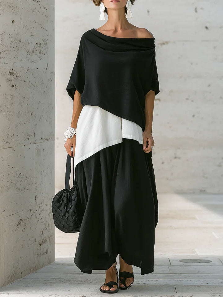 Women's Linen Off-the-Shoulder Two Piece Maxi Set