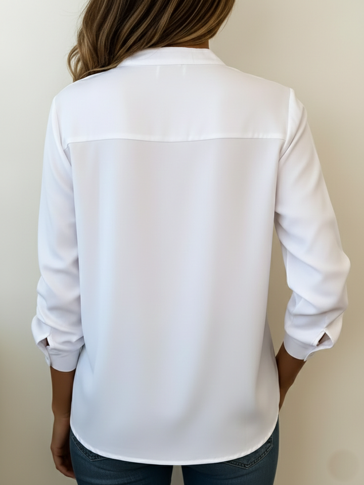 Women's Chiffon V Neck Blouse Long Sleeve Casual Tunic Shirt
