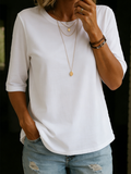 Women's Crew Neck 3/4 Sleeve T-Shirt Relaxed Fit Top
