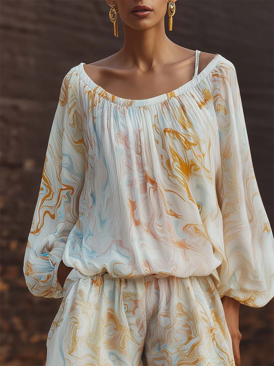Women’s Linen Shorts and Long Sleeve Top Set