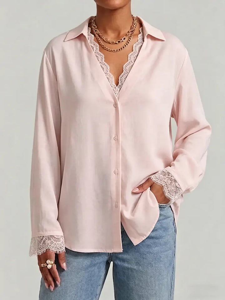 Women's Linen Blouse Long Sleeve Collar Shirt