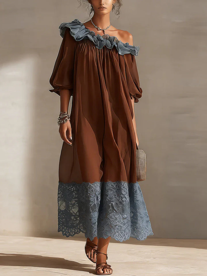 Women’s Chiffon Off-the-Shoulder Maxi Dress