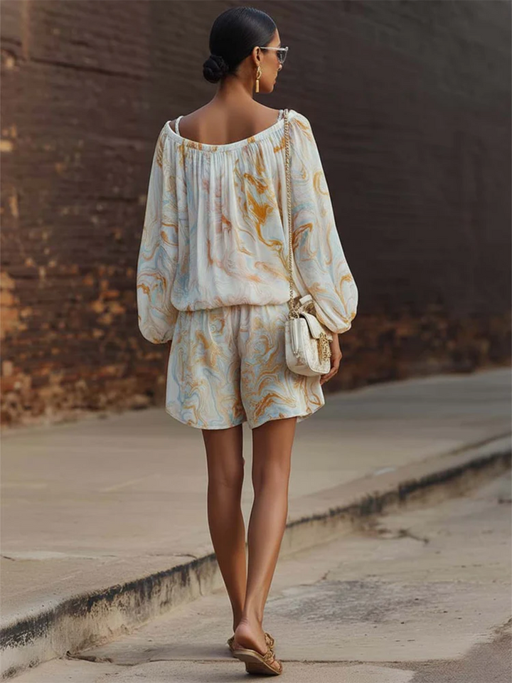 Women’s Linen Shorts and Long Sleeve Top Set