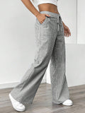 Women's Linen Wide Leg Striped Trousers