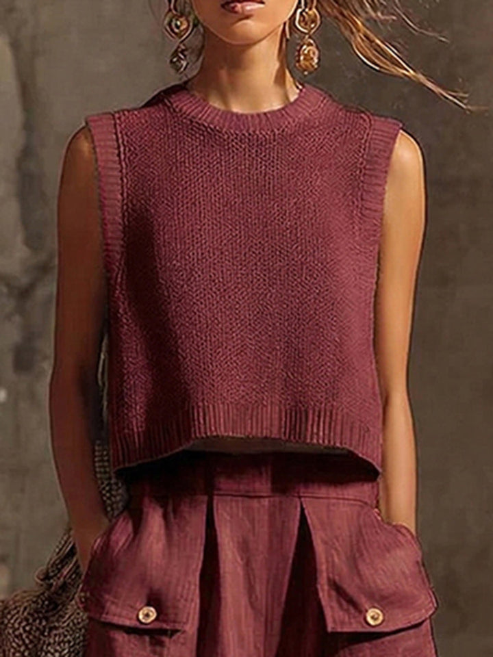 Women's Knit Sleeveless Cropped Top Vest