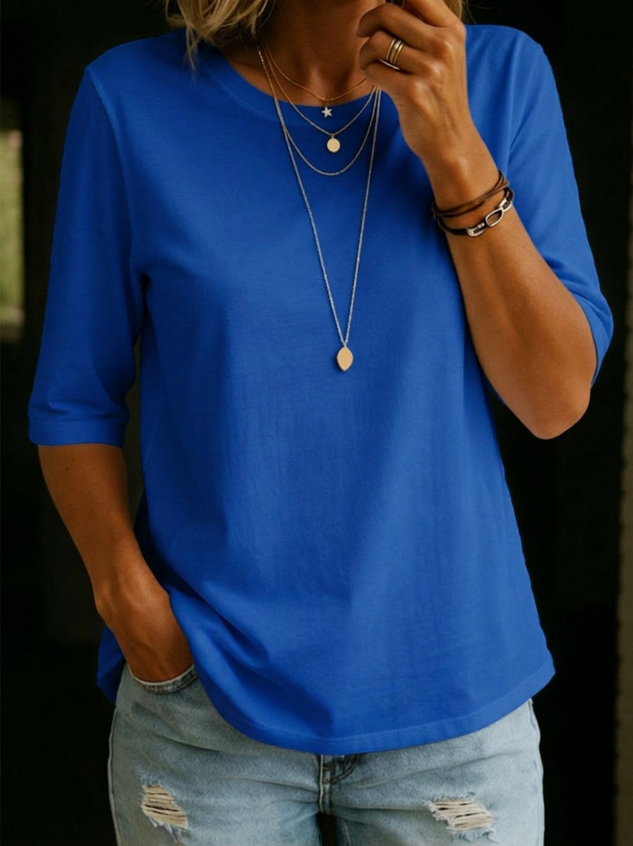 Women's Crew Neck 3/4 Sleeve T-Shirt Relaxed Fit Top