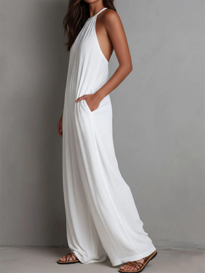Women’s Linen Halter Neck Wide Leg Jumpsuit