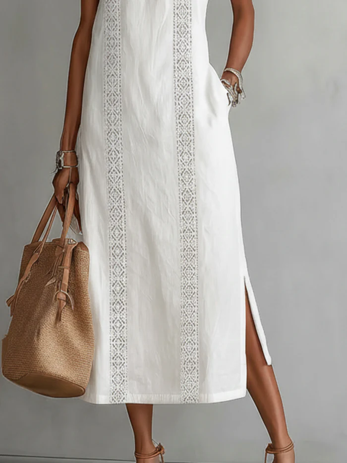 Women’s Linen Sleeveless Halter Maxi Dress