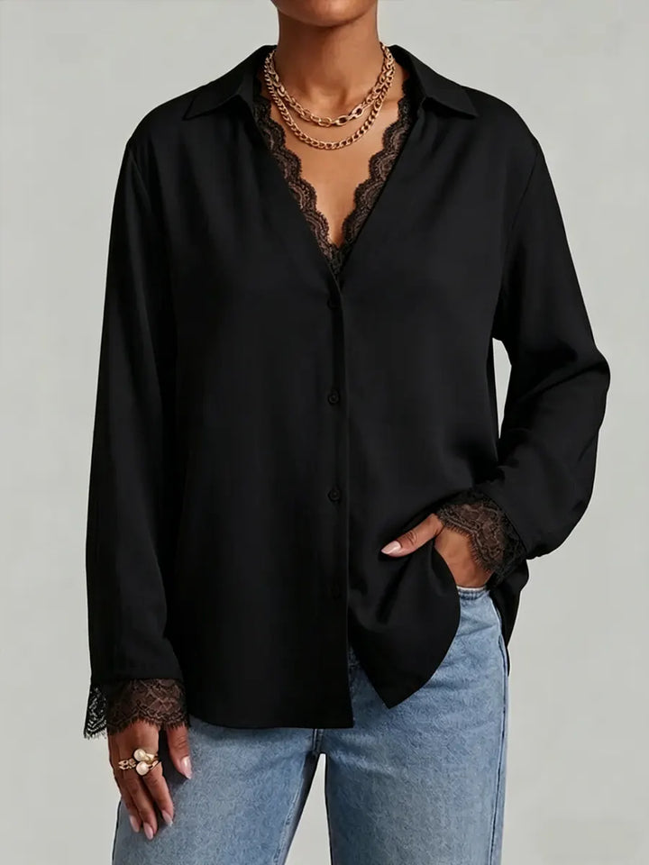 Women's Linen Blouse Long Sleeve Collar Shirt