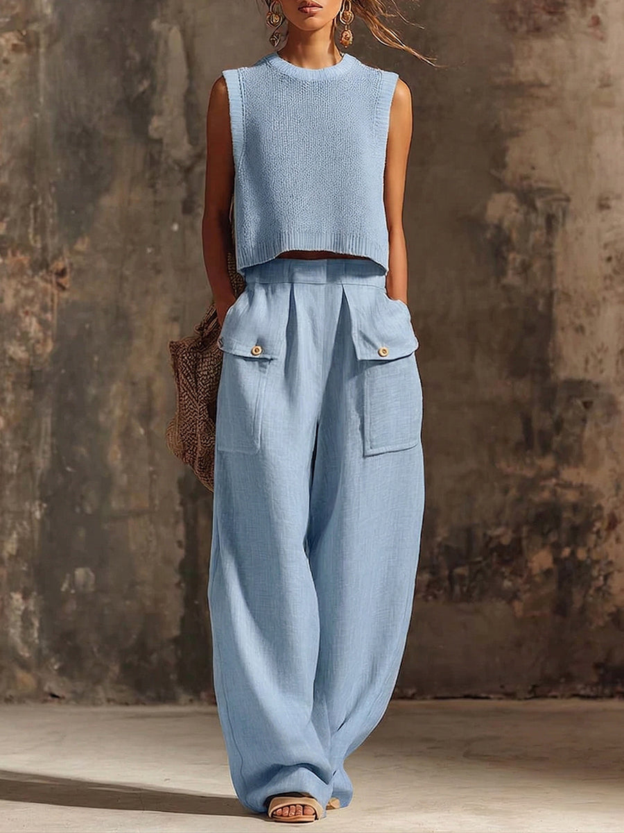Women's Wide Leg Trousers Linen High Waisted Relaxed Fit Palazzo Pants