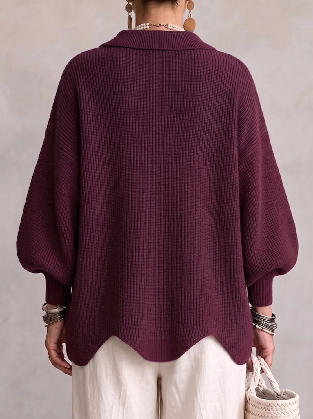 Women's Knit Batwing Sleeve Cardigan Oversized Sweater