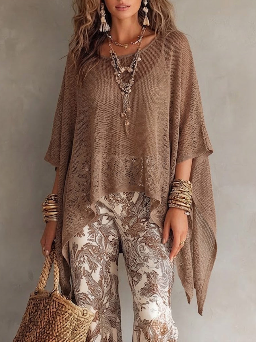Women’s Knit Poncho Top Loose Fit Lightweight Cape