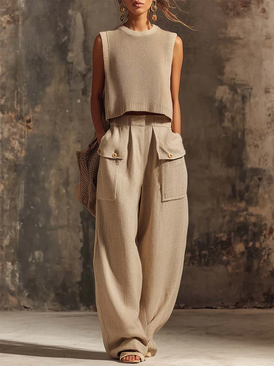 Women's Wide Leg Trousers Linen High Waisted Relaxed Fit Palazzo Pants