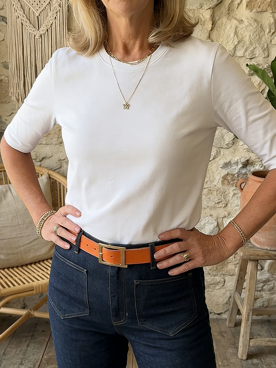 Women's Merino Wool Mix Elbow Sleeve T-Shirt Top