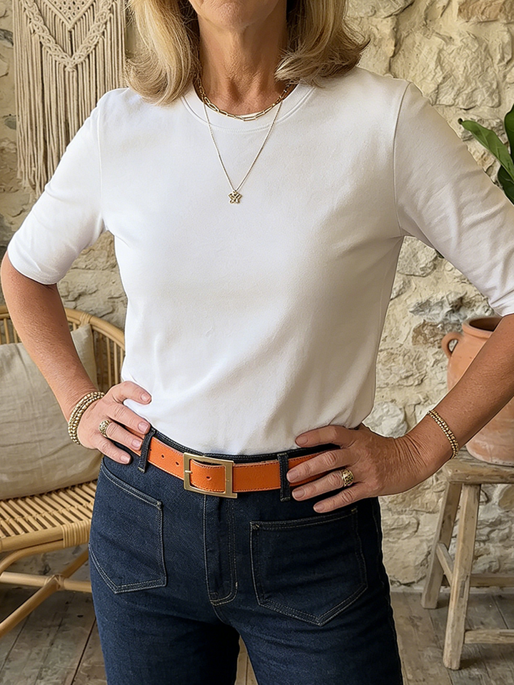 Women's Merino Wool Mix Elbow Sleeve T-Shirt Top