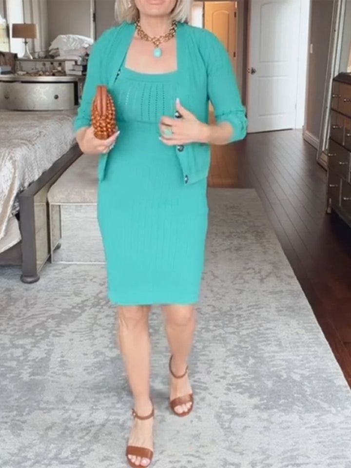 Women's Knit Dress and Cardigan Set
