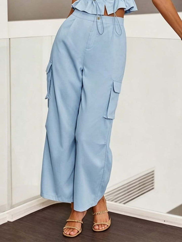 Women's Linen Two-Piece Set Top And Pants Cargo Co-Ord