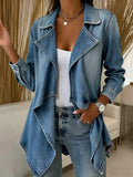 Women's Denim Draped Blazer Cardigan