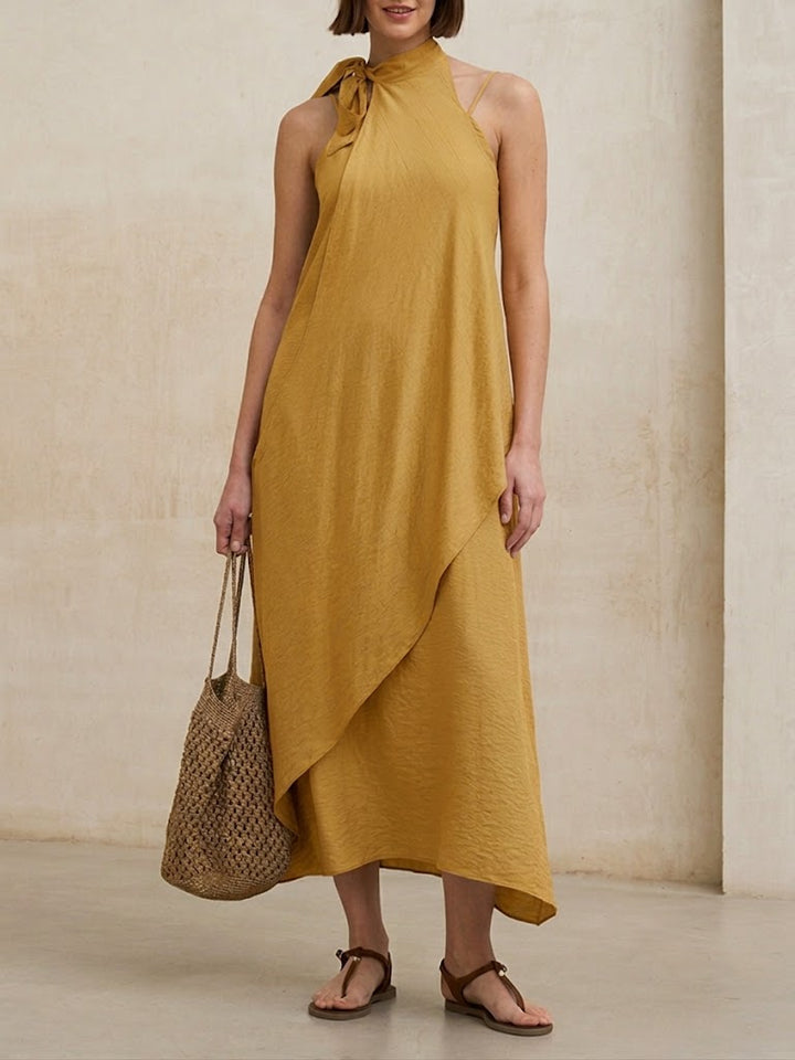 Women's Linen Halter Neck Maxi Dress