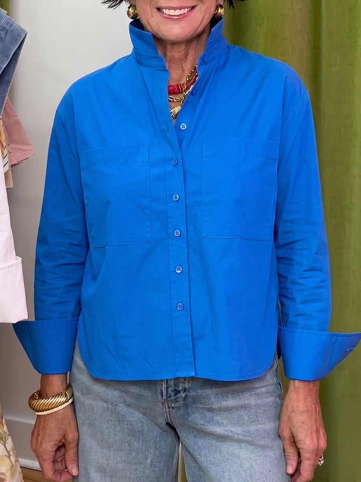 Women's Poplin Shirt Linen Blend Button Down Blouse