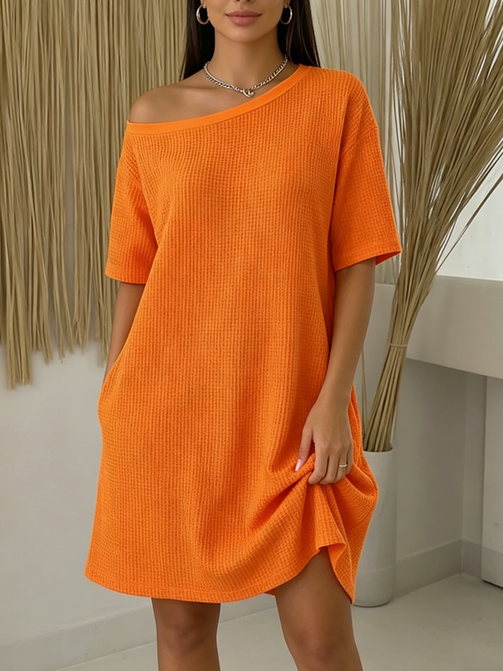 Women's Knit Off-Shoulder Tunic Mini Dress