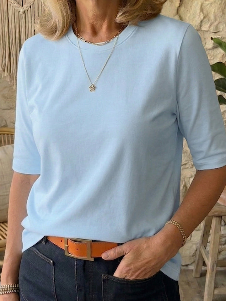 Women's Merino Wool Mix Elbow Sleeve T-Shirt Top
