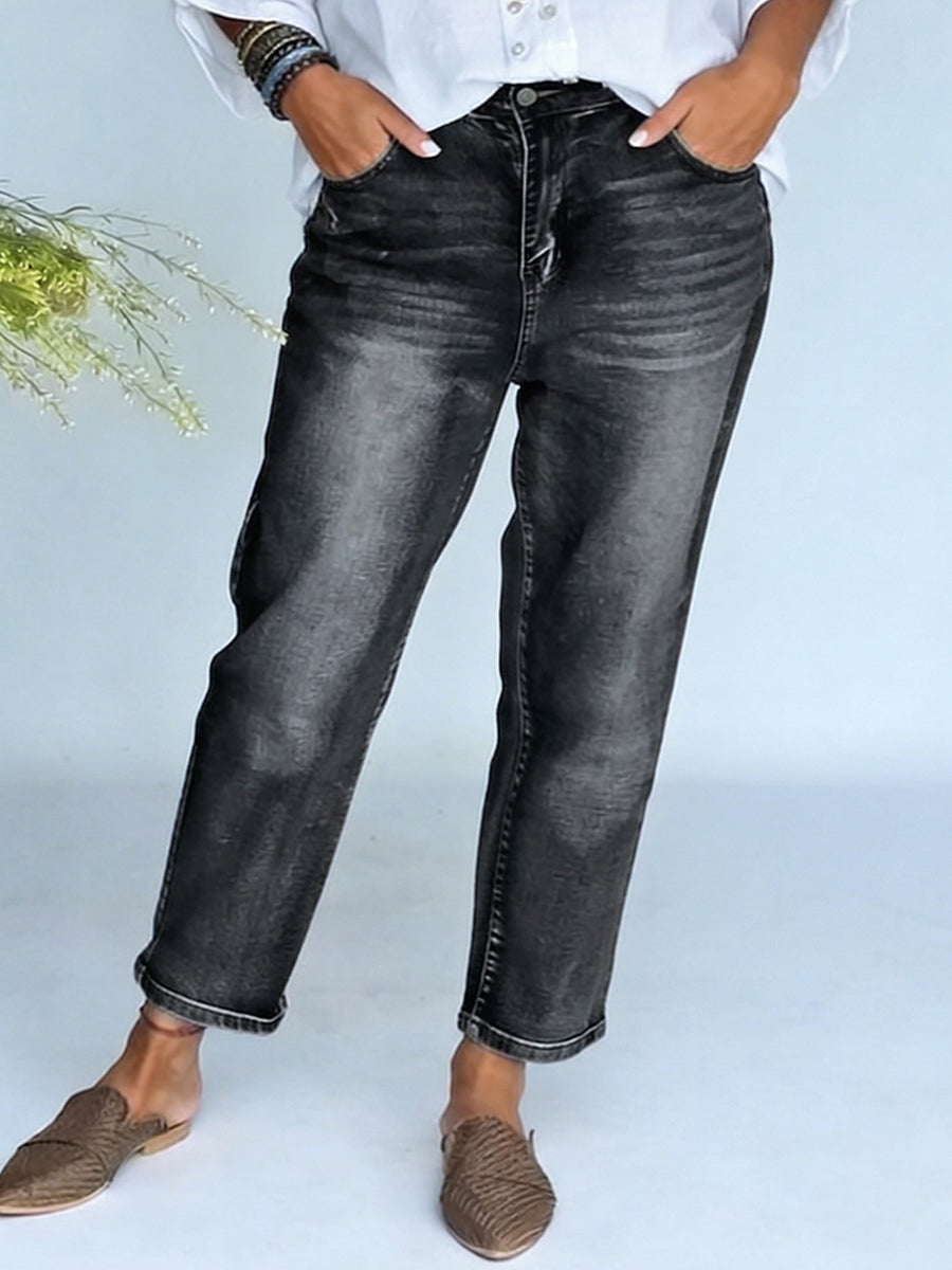 Women's Straight Leg Jeans High Waisted Denim Pants
