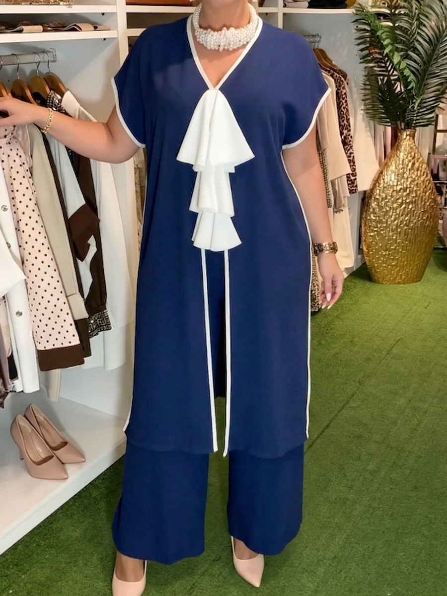 Women Linen Tunic and Wide Leg Pant Set
