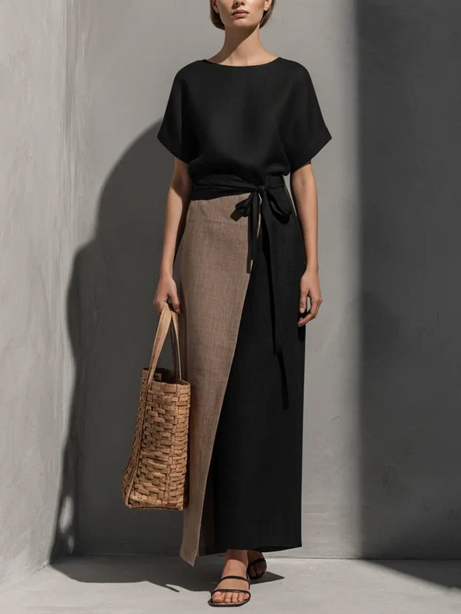 Women's Wool Mix Tie Front Maxi Dress