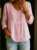 Linen Blouse Women's Long Sleeve Casual Tunic Top