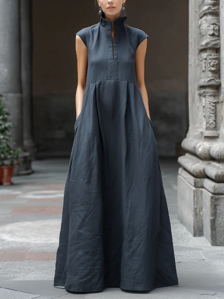 Women’s Linen Sleeveless A-Line Maxi Dress