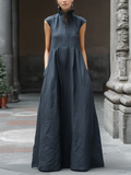 Women’s Linen Sleeveless A-Line Maxi Dress