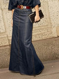 Denim Maxi Skirt Women's High Waisted Long Jean Skirts
