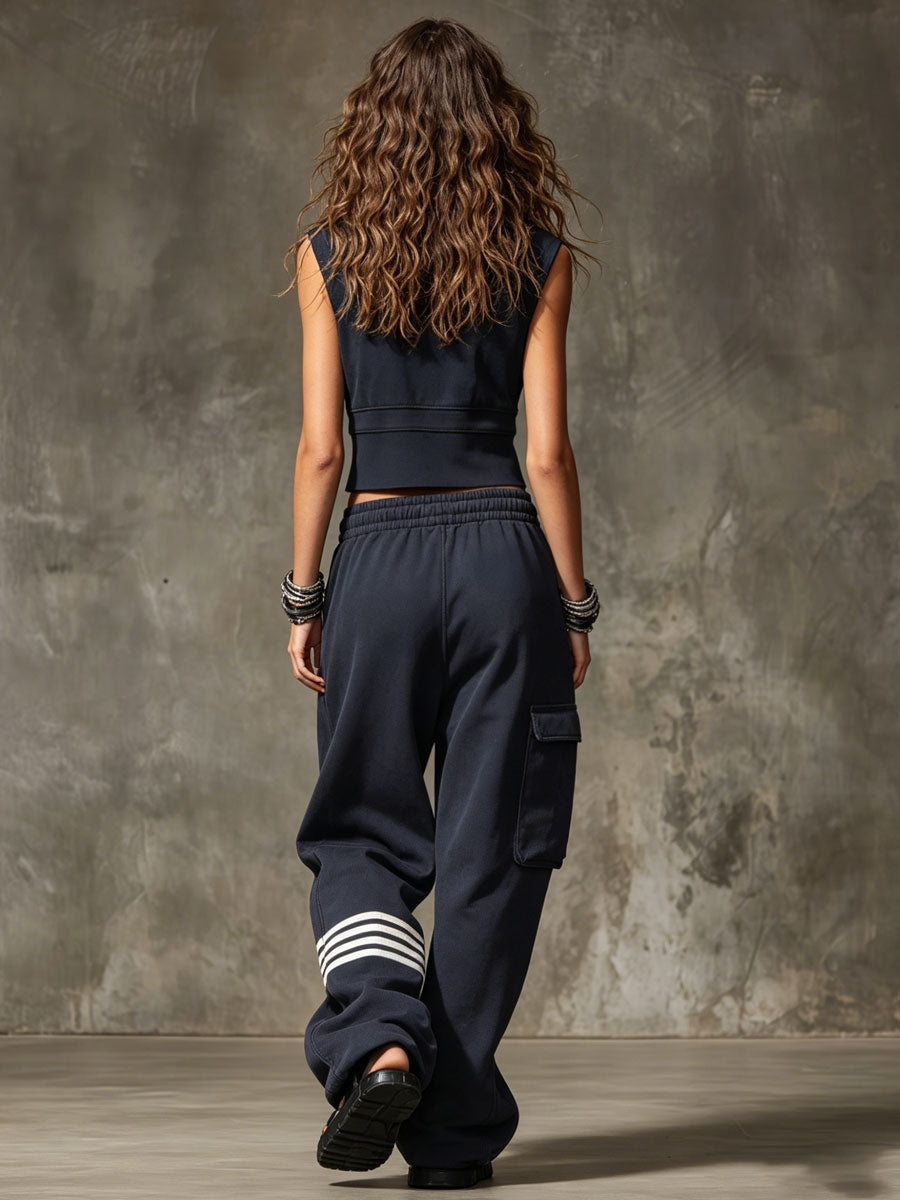 Women's Two-Piece Fleece Zip-Up Vest & Sweatpants Set