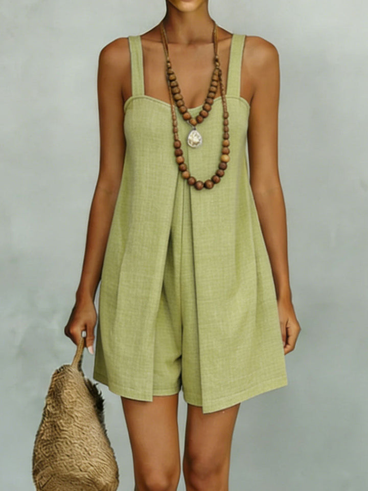 Women's Linen Blend Sleeveless Romper Shorts Jumpsuit