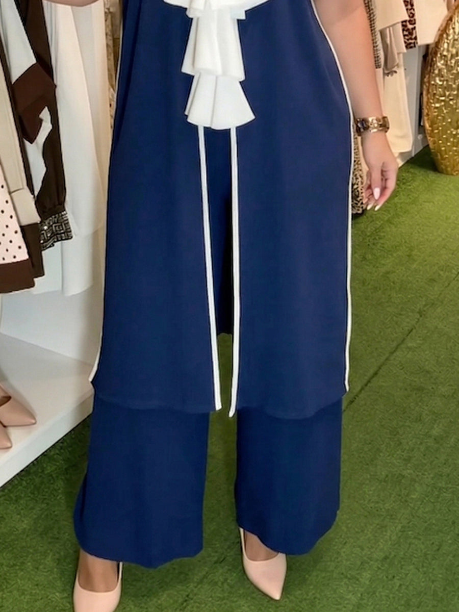Women Linen Tunic and Wide Leg Pant Set