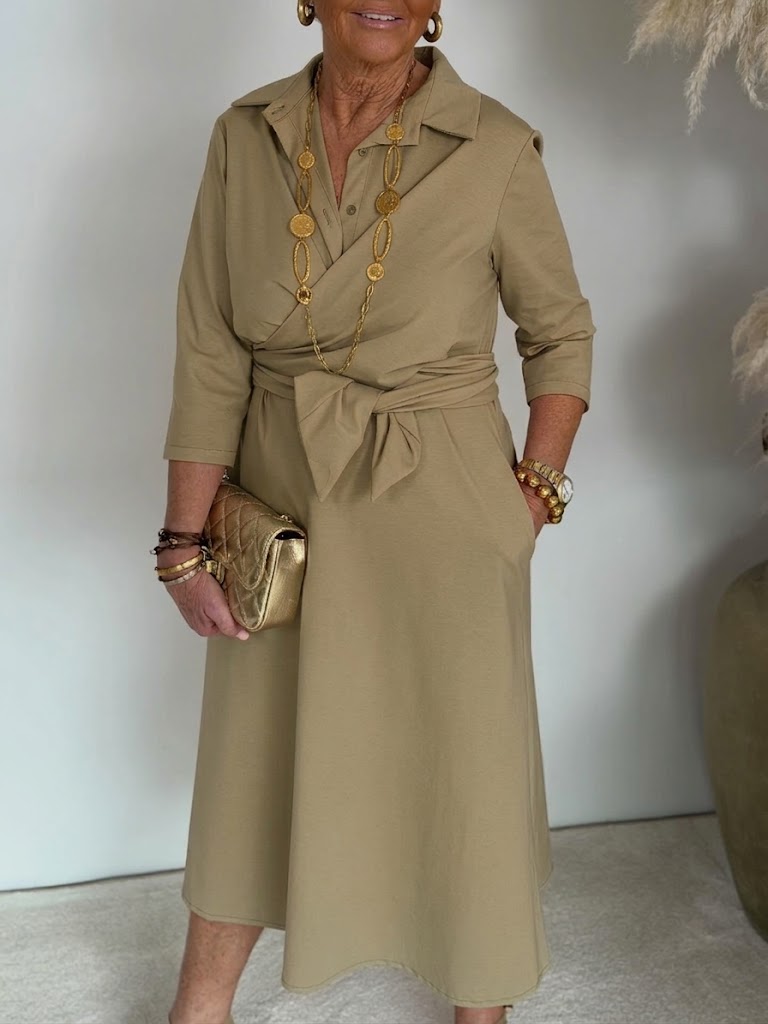 Women's Linen Blend Tie Front Shirt Dress