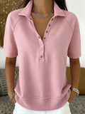 Women's Knit Short-Sleeve Polo Sweatshirt